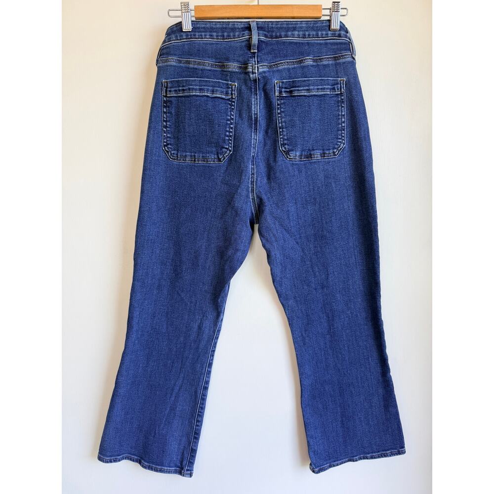 Loft Curvy High Rise Kick Crop Jeans Size 32/14 Medium Wash Blue Flare Stretch - Picture 2 of 12